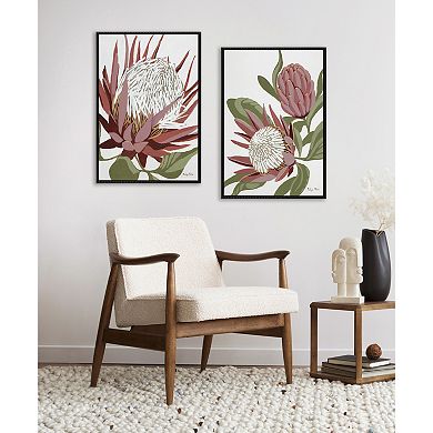 Sylvie Beaded King Protea and King Protea 2 Framed Canvas Art Set by Mackenzie Nelson