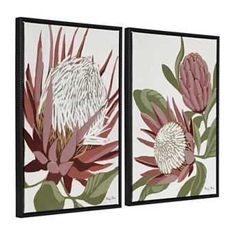 Sylvie Beaded King Protea and King Protea 2 Framed Canvas Art Set by Mackenzie Nelson