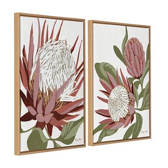 Sylvie Beaded King Protea and King Protea 2 Framed Canvas Art Set by Mackenzie Nelson