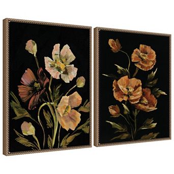 Sylvie Beaded Moody Floral 5 and 6 Framed Canvas Art Set by Annie Quigley
