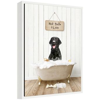 Sylvie Black Lab in Farmhouse Hot Bath Framed Canvas by Amy Peterson