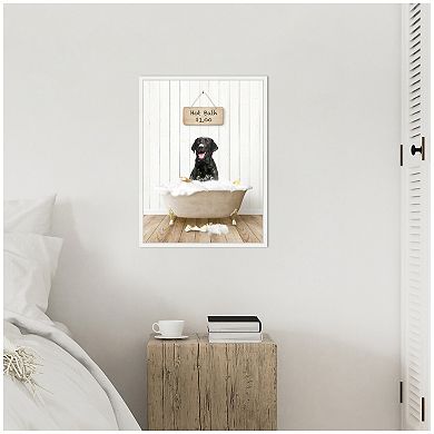 Sylvie Black Lab in Farmhouse Hot Bath Framed Canvas by Amy Peterson