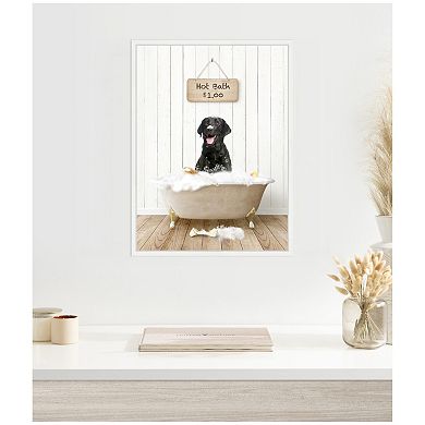 Sylvie Black Lab in Farmhouse Hot Bath Framed Canvas by Amy Peterson