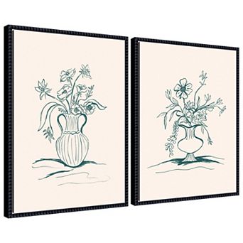Sylvie Beaded Garden Floral and Summer Stems Framed Canvas Art Set by Kate Aurelia