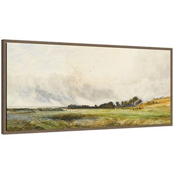 Sheep Grazing By The Coast by Henry Andrew Harper Framed Canvas Wall Art Print