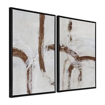 Sylvie Beaded Pathways of Time I and II Framed Canvas Art Set by Nikita Jariwala