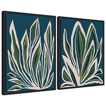 Sylvie Blue Flora 1 and 2 Framed Canvas Art Set by Alicia Bock