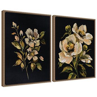 Sylvie Beaded Moody Floral 7 and 8 Framed Canvas Art Set by Annie Quigley