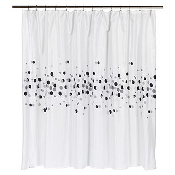 Fashions Dots 100% Polyester Fabric Shower Curtain With Free Hooks