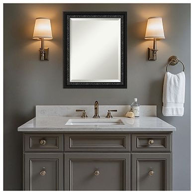 Downton Black Beveled Wood Framed Bathroom Vanity Wall Mirror