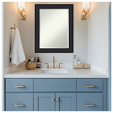 Oliver Beveled Wood Framed Bathroom Vanity Wall Mirror