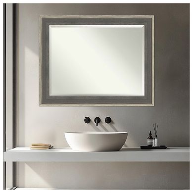 Cottage Beveled Wood Framed Bathroom Vanity Wall Mirror