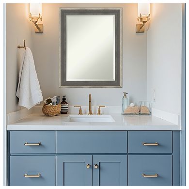 Cottage Beveled Wood Framed Bathroom Vanity Wall Mirror