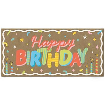 Party Time Birthday Kraft Paper Banner, Colorful Birthday Printed Party Sign Decoration 1 Count
