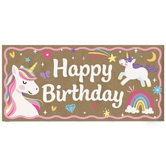 Unicorn Birthday Kraft Paper Banner, Magical Rainbow Unicorn Printed Party Decor 1 Count