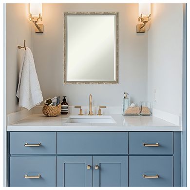 Mila Beveled Wood Framed Bathroom Vanity Wall Mirror