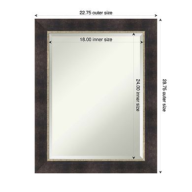 Odin Antique Bronze Beveled Wood Framed Bathroom Vanity Wall Mirror