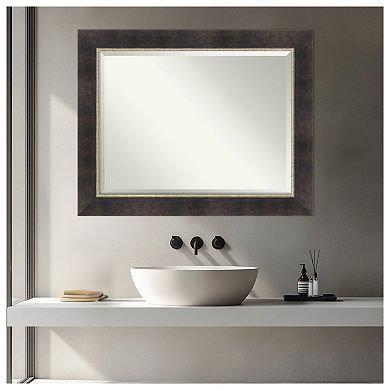 Odin Antique Bronze Beveled Wood Framed Bathroom Vanity Wall Mirror