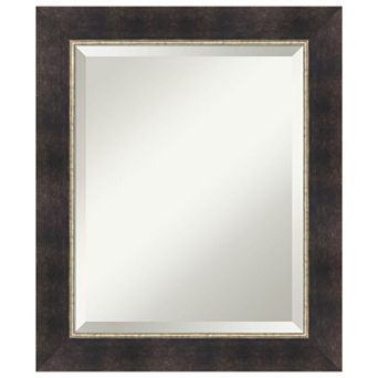 Odin Antique Bronze Beveled Wood Framed Bathroom Vanity Wall Mirror