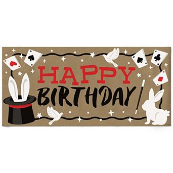 Magic Show Birthday Kraft Paper Banner, Magician-Themed Happy Birthday Printed Party Decor 1 Count