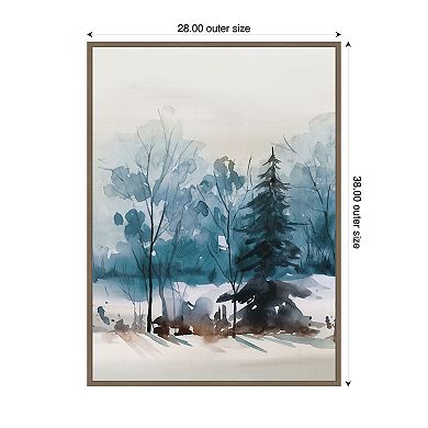 Dusty Blue Trees III by Isabelle Z Framed Canvas Wall Art Print