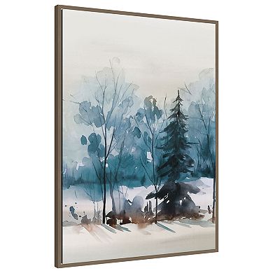 Dusty Blue Trees III by Isabelle Z Framed Canvas Wall Art Print