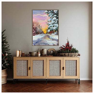 Sunset in Winter by Sandra Iafrate Framed Canvas Wall Art Print