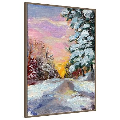 Sunset in Winter by Sandra Iafrate Framed Canvas Wall Art Print