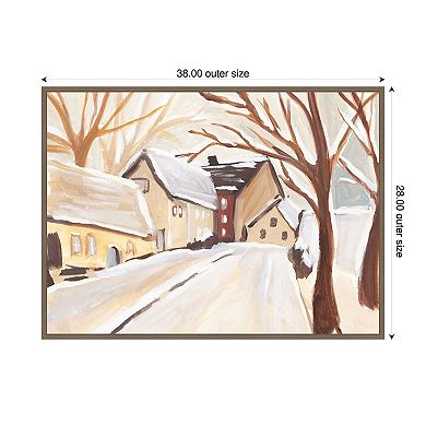 Snowy Street I by Annie Warren Framed Canvas Wall Art Print