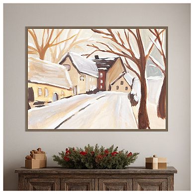 Snowy Street I by Annie Warren Framed Canvas Wall Art Print