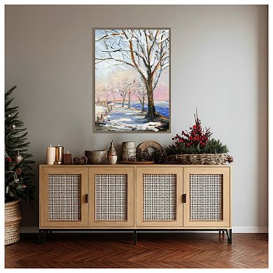 Lakeside in Winter by Sandra Iafrate Framed Canvas Wall Art Print