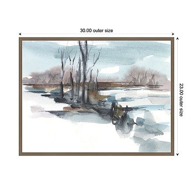 Winter Stream Watercolor II by Ethan Harper Framed Canvas Wall Art Print
