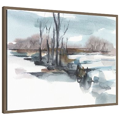Winter Stream Watercolor II by Ethan Harper Framed Canvas Wall Art Print
