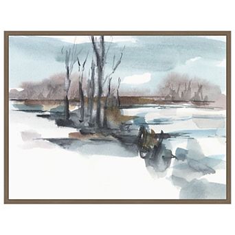 Winter Stream Watercolor II by Ethan Harper Framed Canvas Wall Art Print