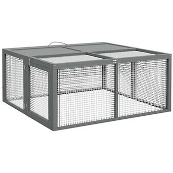 PawHut Rabbit Hutch, Folding Portable Wooden Bunny Cage with Openable Top