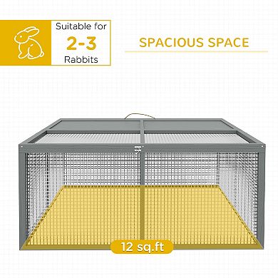 PawHut Rabbit Hutch, Folding Portable Wooden Bunny Cage with Openable Top
