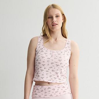 Juniors' Pink Republic Waffle Lounge Tank Top