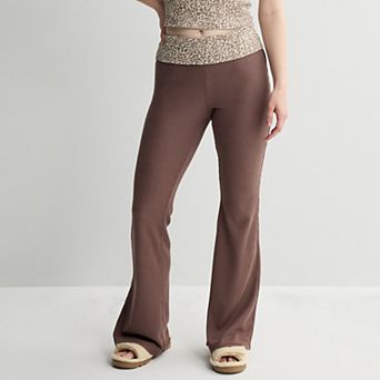 Juniors' Pink Republic Fold Over Waffle Lounge Pants