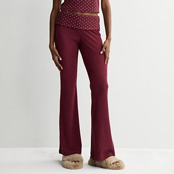 Juniors' Pink Republic Fold Over Waffle Lounge Pants