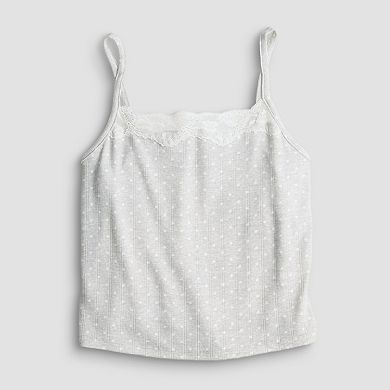 Juniors' Pink Republic Lace Trim Pointelle Lounge Cami
