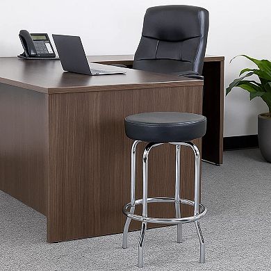 Multi Functional Stool with Chrome Legs and Black Molded Foam Seat