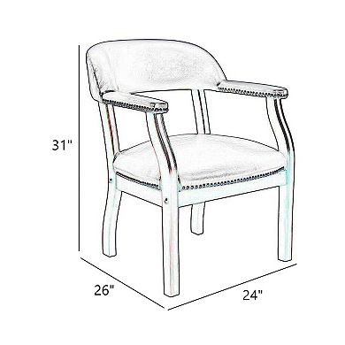 Elon Guest Chair with Brass Nailhead Trim, Wood