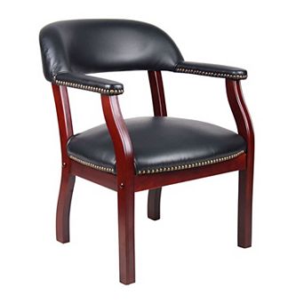 Elon Guest Chair with Brass Nailhead Trim, Wood