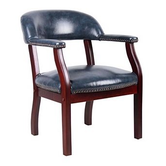 Elon Guest Chair with Brass Nailhead Trim, Wood