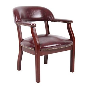 Elon Guest Chair with Brass Nailhead Trim, Wood