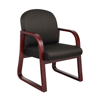 Cain Guest Chair with Molded Mahogany Wood Frame, Black Task Fabric