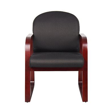 Cain Guest Chair with Molded Mahogany Wood Frame, Black Task Fabric