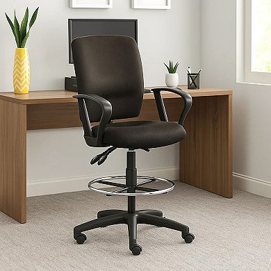 Jea Swivel Drafting Stool, Seat Tilt Lock, Loop Arms, Black Crepe