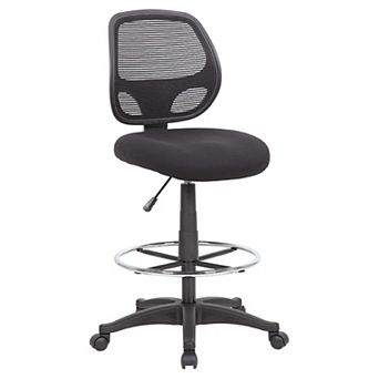 Lem Swivel Office Stool, Chrome Footring, Black Mesh Back, Rolling