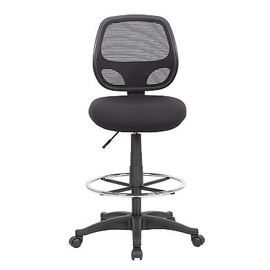 Lem Swivel Office Stool, Chrome Footring, Black Mesh Back, Rolling